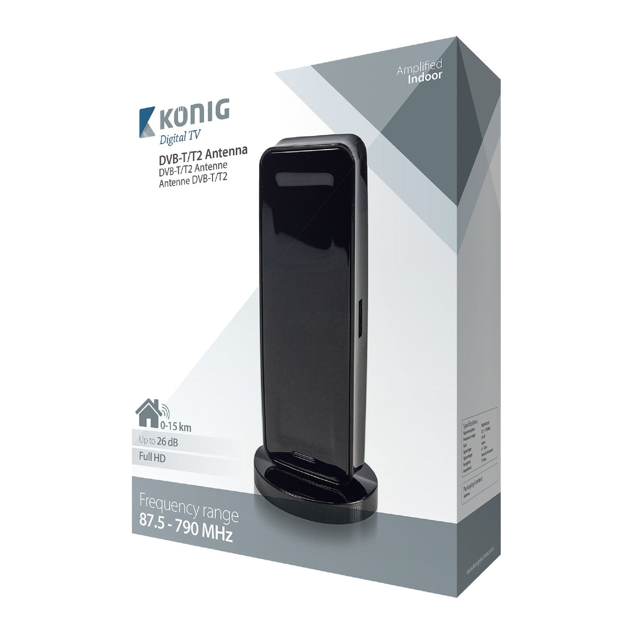 DVB-T/T2 Binnen Antenne 26 dB VHF / UHF Konig