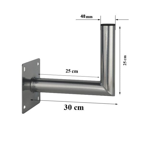 Blueqon WML25 48mm Antenne Muurbeugel 25 cm beugel staal