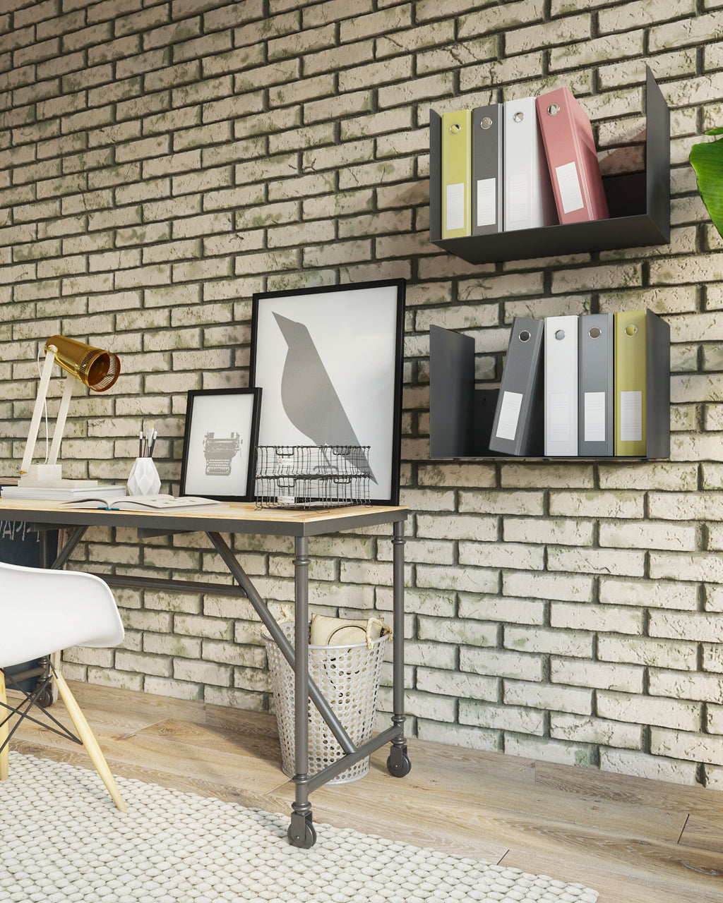 Gorillz Clark - Wandrek - Industrieel Wandrek van Metaal - Brandhout - Archiefkast - Zwart