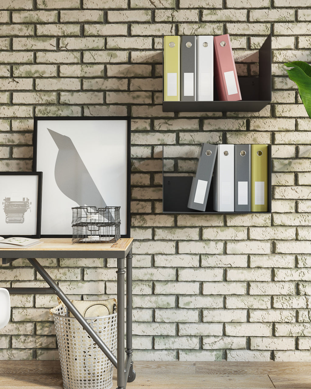 Gorillz Clark - Wandrek - Industrieel Wandrek van Metaal - Brandhout - Archiefkast - Zwart