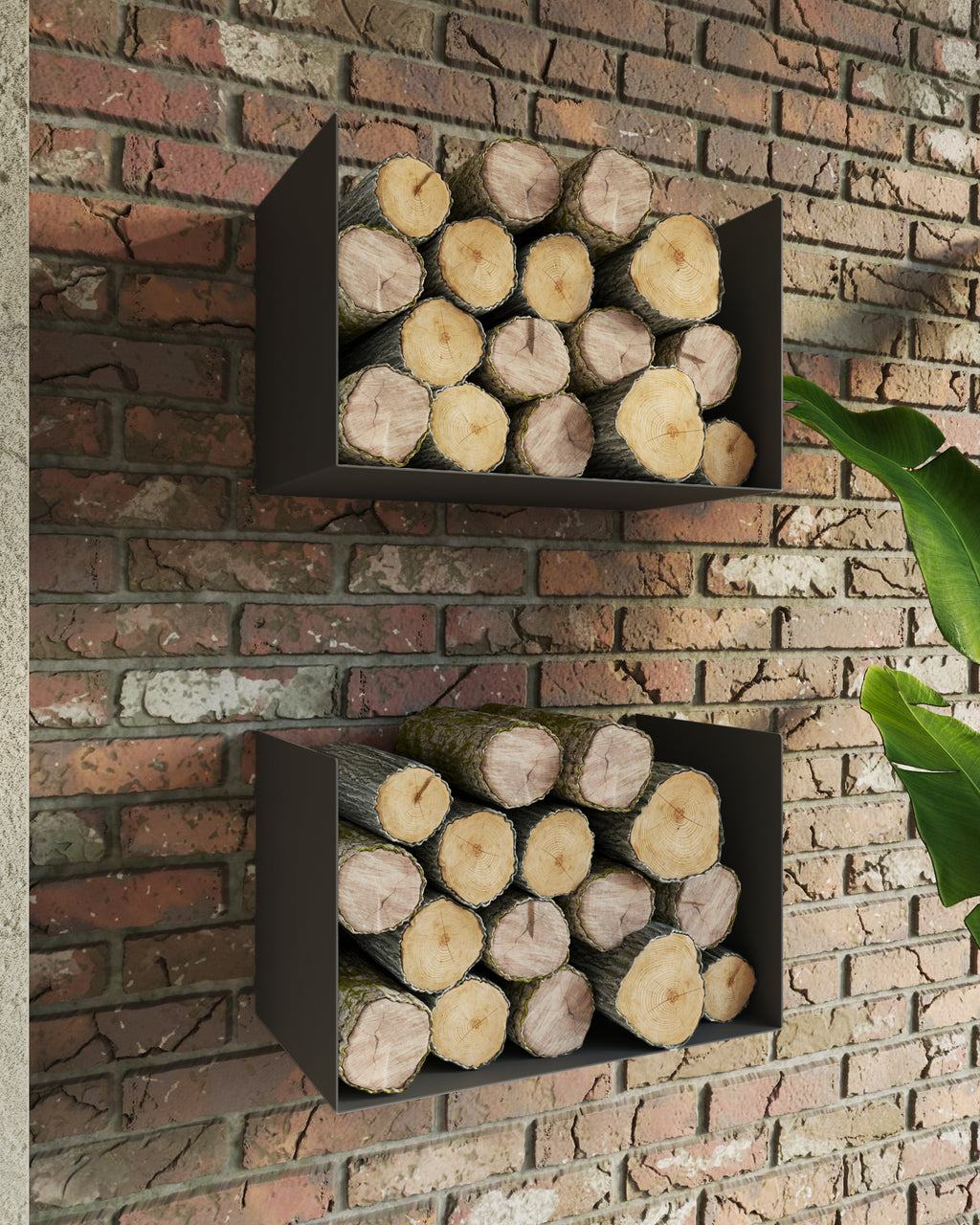 Gorillz Clark - Wandrek - Industrieel Wandrek van Metaal - Brandhout - Archiefkast - Zwart