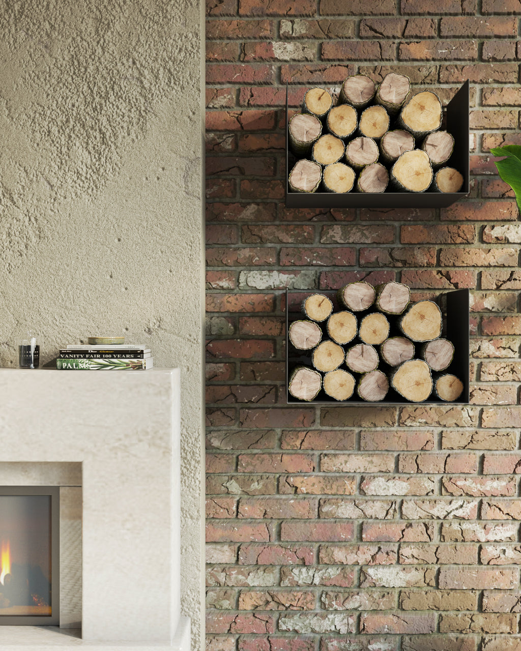 Gorillz Clark - Wandrek - Industrieel Wandrek van Metaal - Brandhout - Archiefkast - Zwart