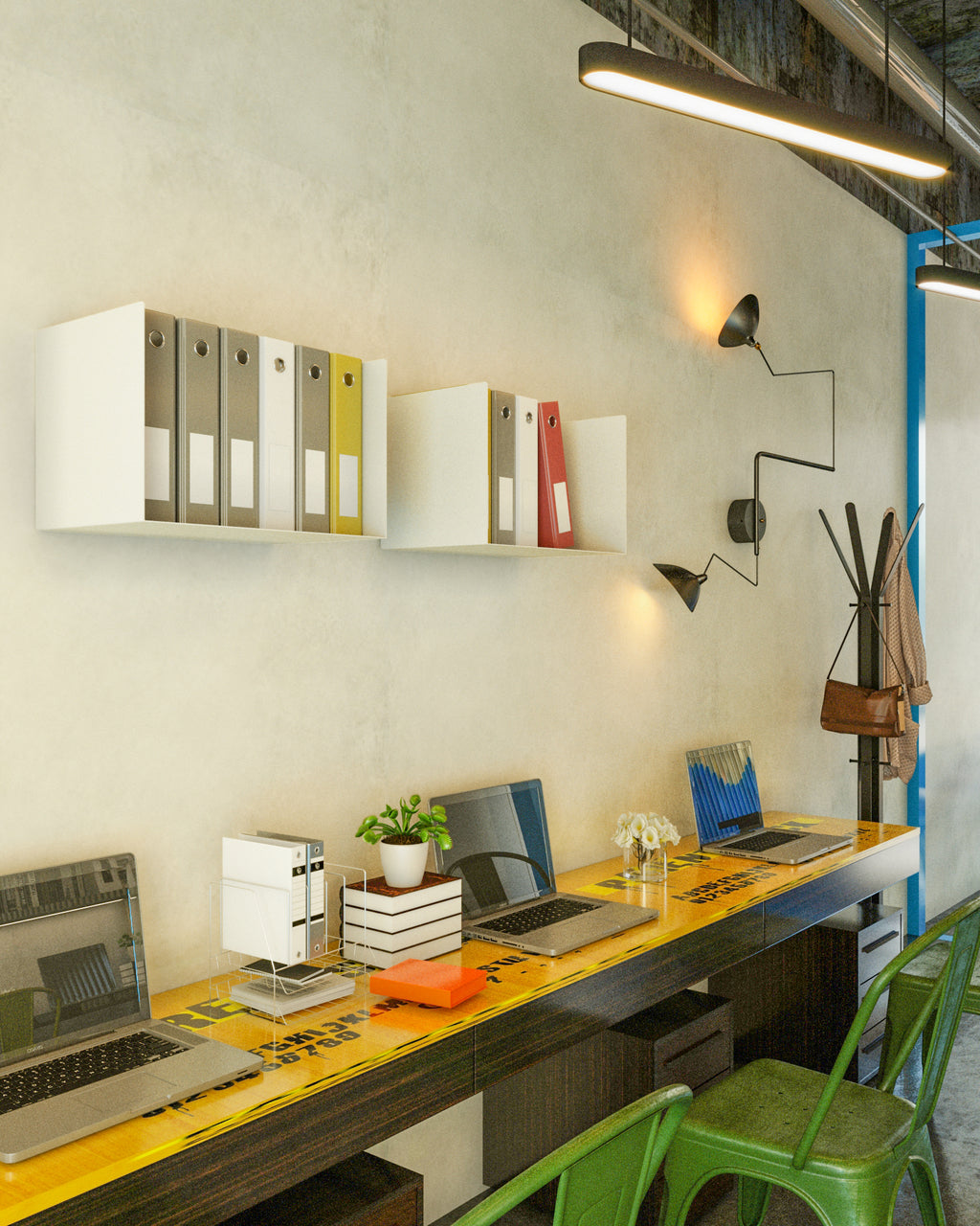 Gorillz Clark - Wandrek - Brand houtrek Wandrek Metaal - Brandhout - Archiefkast- Muur Houtopslag Haardhout - Wit