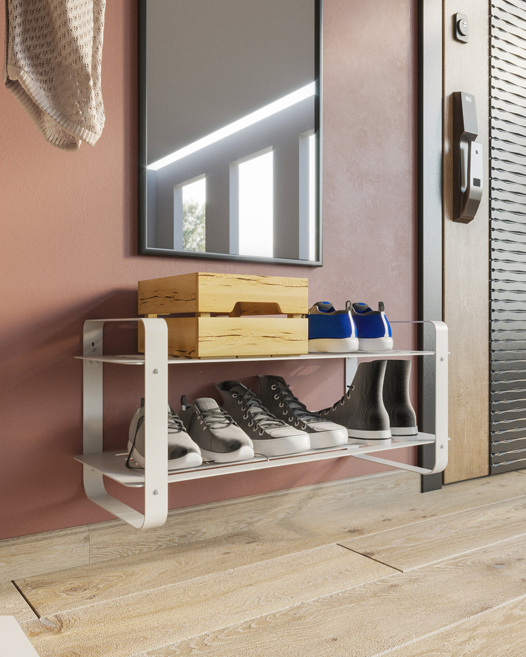 Gorillz Unify - Schoenenbank - Met opbergruimte - Schoenenrek - Schoenenkast - 8 Paar - 80 cm Opbergrek - Wit