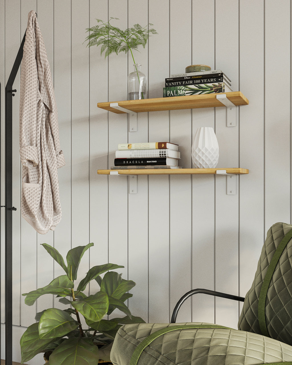 Gorillz Wagon 25 Industriële Plankdragers L-vorm - Plankendragers voor Wandplank - 25 cm Staal - Wit