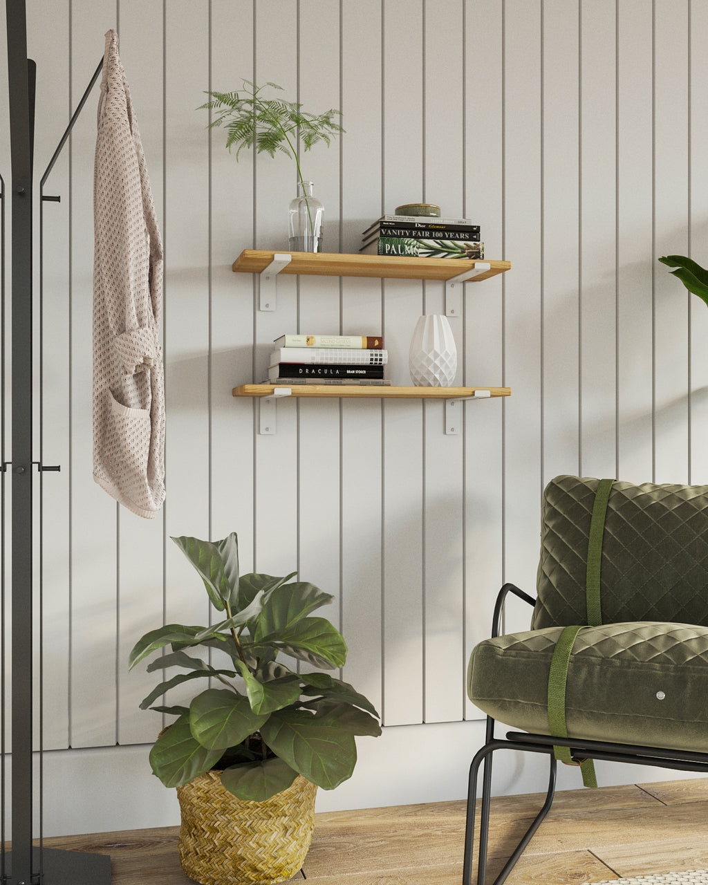 Gorillz Wagon 25 Industriële Plankdragers L-vorm - Plankendragers voor Wandplank - 25 cm Staal - Wit