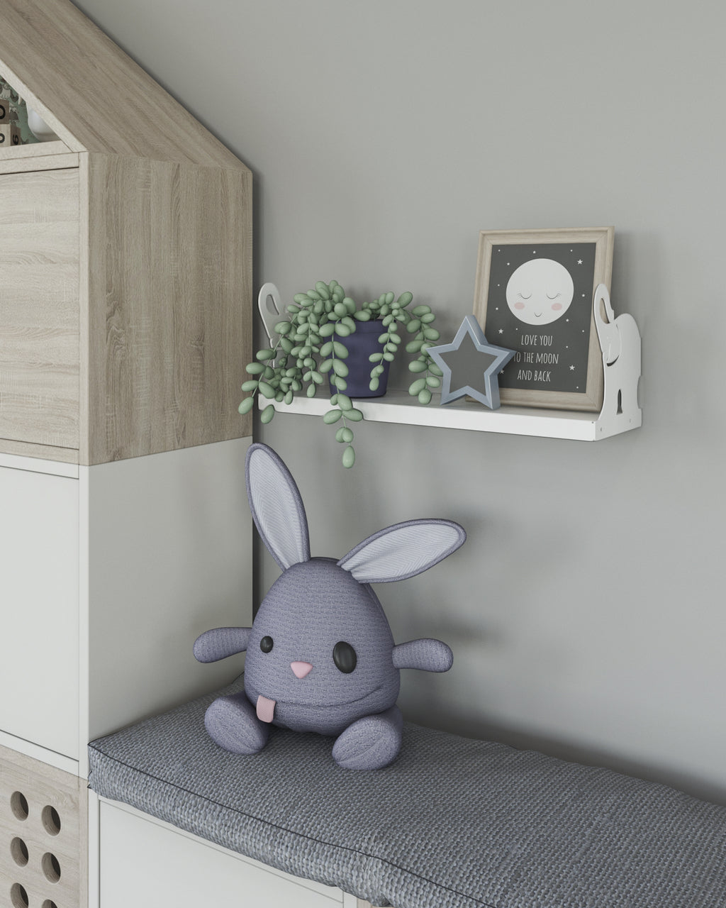 Gorillz Panda Kids - Kinderkamer - Babykamer - Boekenplank - Wit