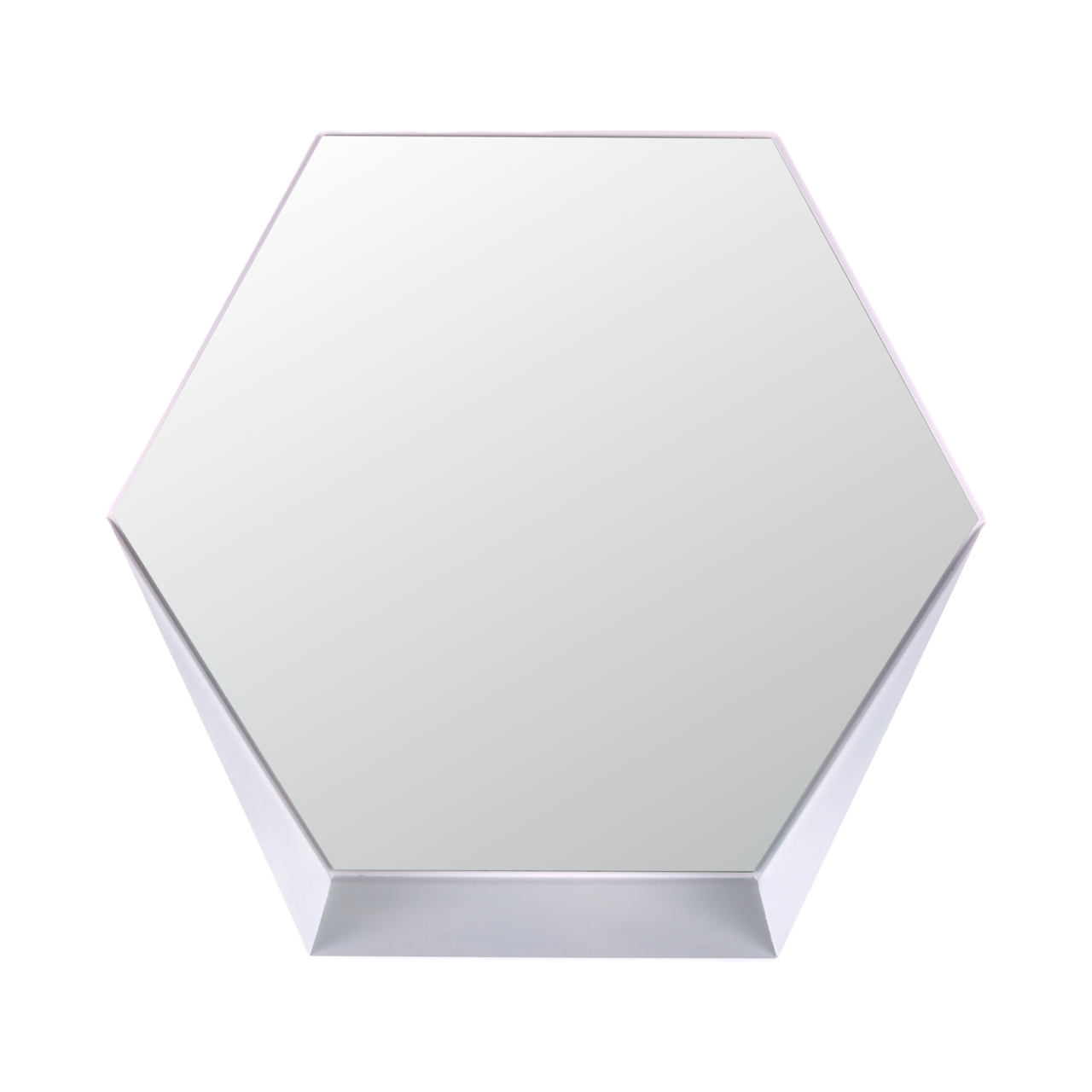 Gorillz Hive Wandspiegel met Plank - Hexagon Spiegel Hangend - 60 x 52 cm - Metaal Wit