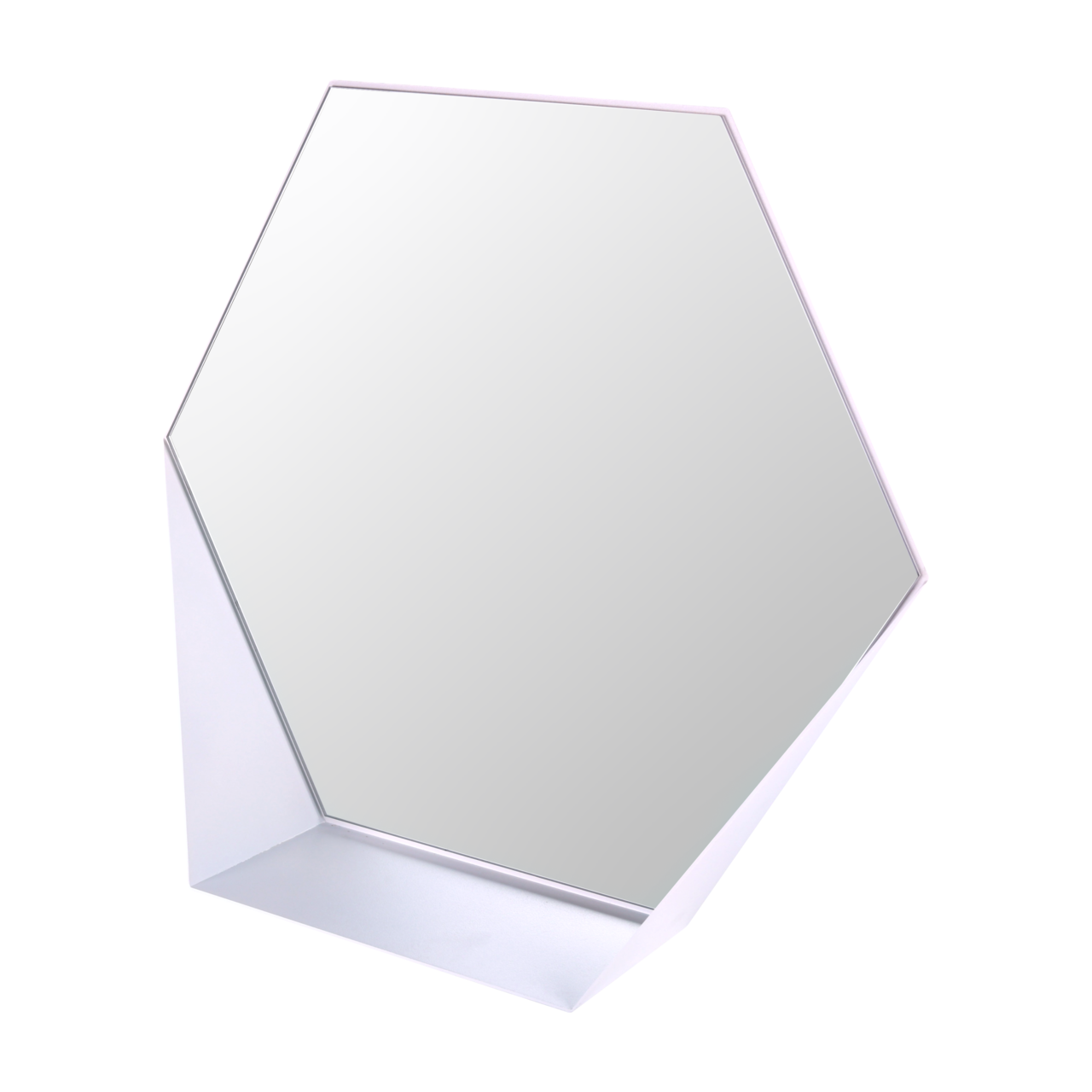 Gorillz Hive Wandspiegel met Plank - Hexagon Spiegel Hangend - 60 x 52 cm - Metaal Wit