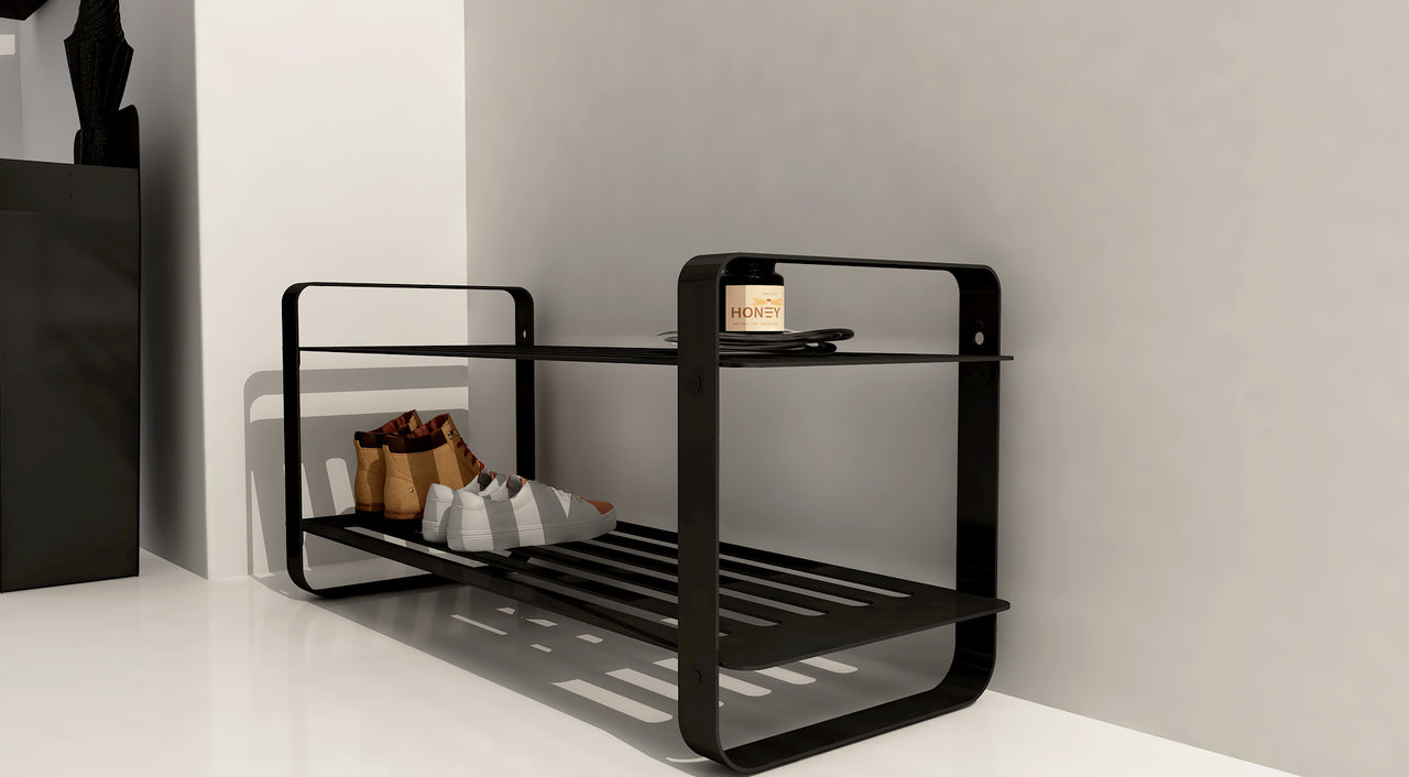 Gorillz Unify - Schoenenbank Met opbergruimte - Schoenenrek - Schoenenkast - 8 Paar - 80 cm Opbergrek - Zwart