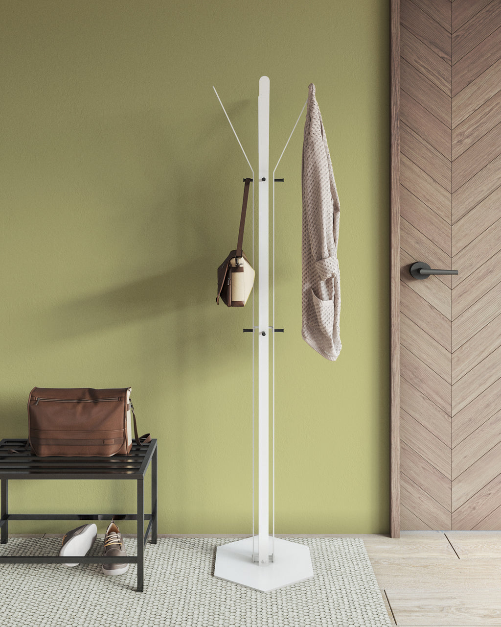 Gorillz Stack - Kapstok Staand - Staande kapstok - Metaal - 12 Kapstok haken - 174,5 cm - Wit