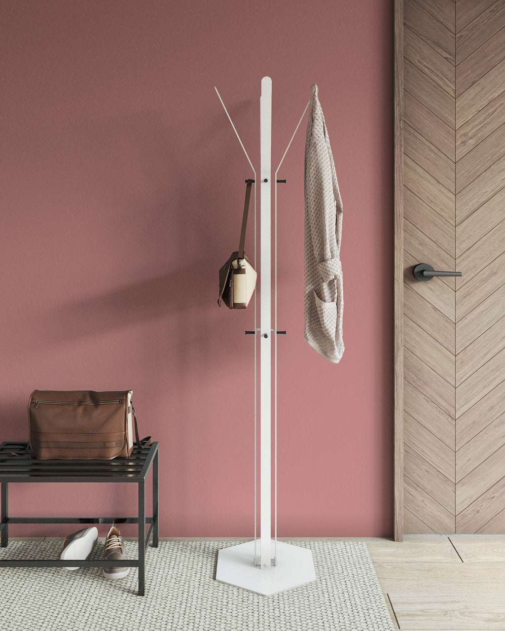 Gorillz Stack - Kapstok Staand - Staande kapstok - Metaal - 12 Kapstok haken - 174,5 cm - Wit