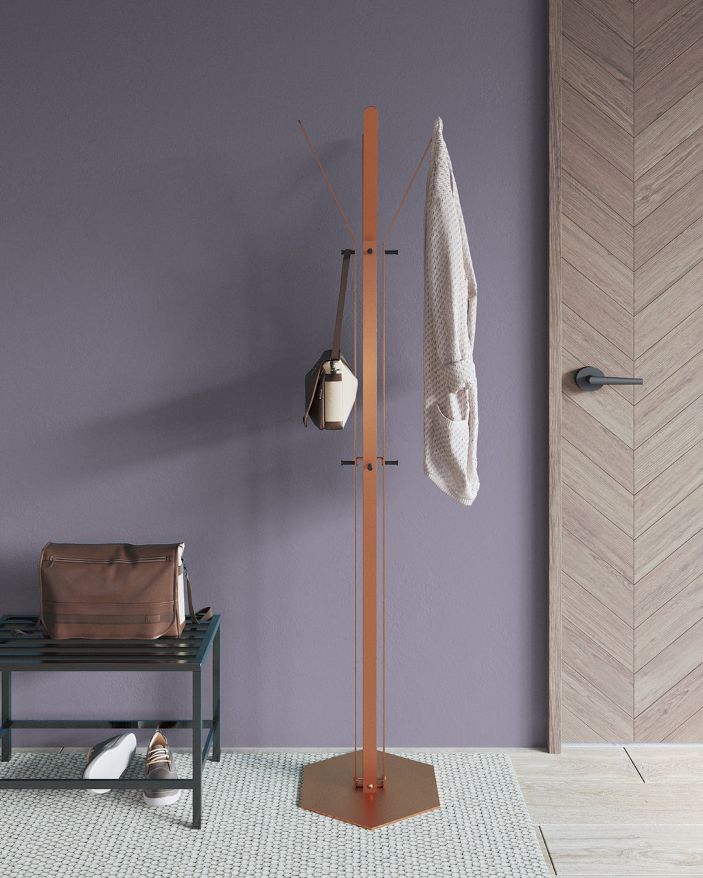 Gorillz Stack - Kapstok Staand - Staande kapstok - Metaal - 12 Kapstok haken - 174,5 cm - Koperbruin