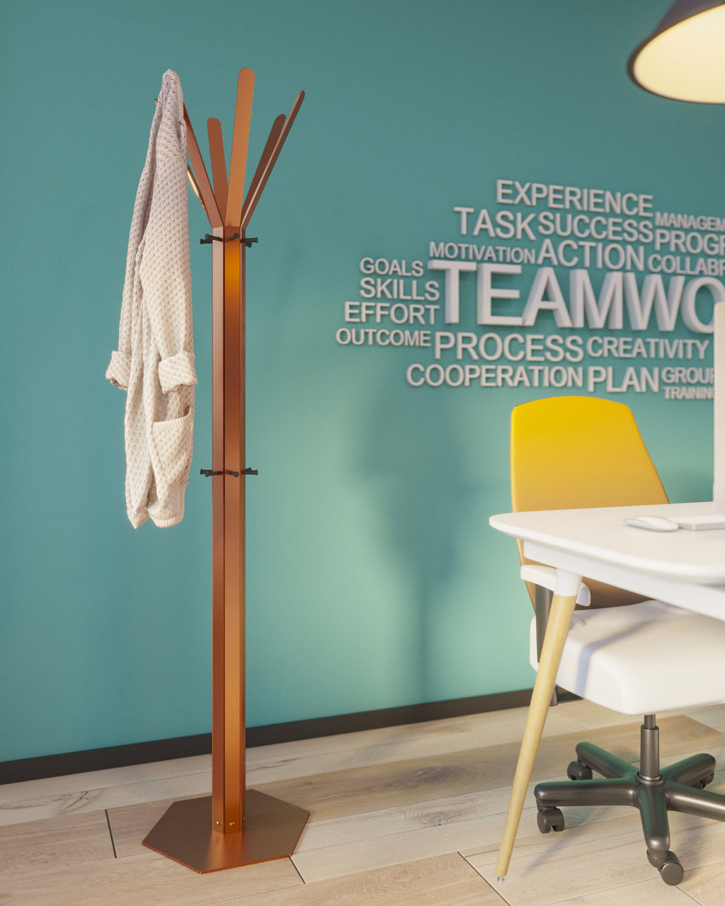 Gorillz Molto - Staande Kapstok - 18 kapstokhaken Staande Kleerhanger (175 x 35 x 40 cm) - Metaal- Koper Bruin