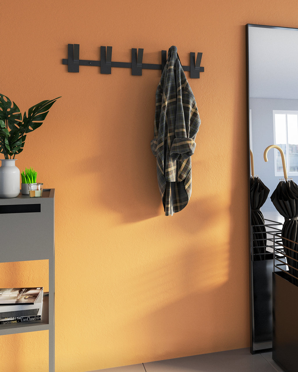 Gorillz Incision - Wandkapstok - 10 kapstokhaken - Zwart