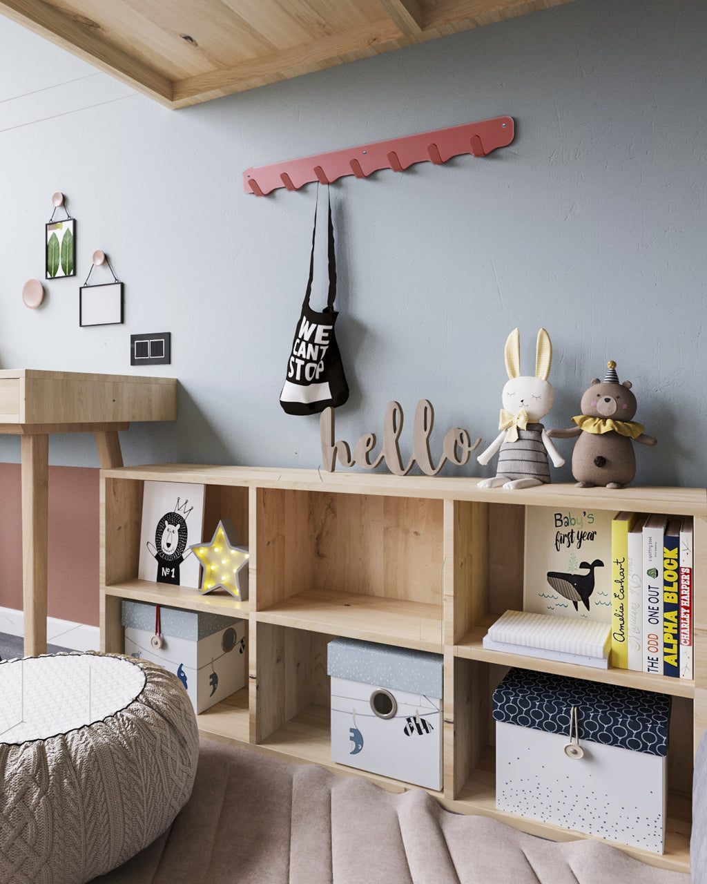 Wandkapstok Rood 7 Haken Rounded seven