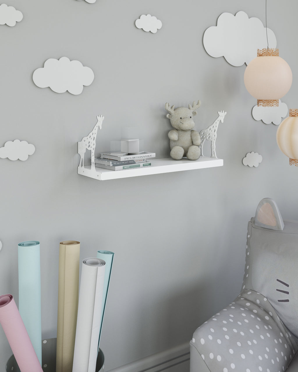 Gorillz Giraffe Kids - Babykamer - wandplanken - Boekenplank - Wit