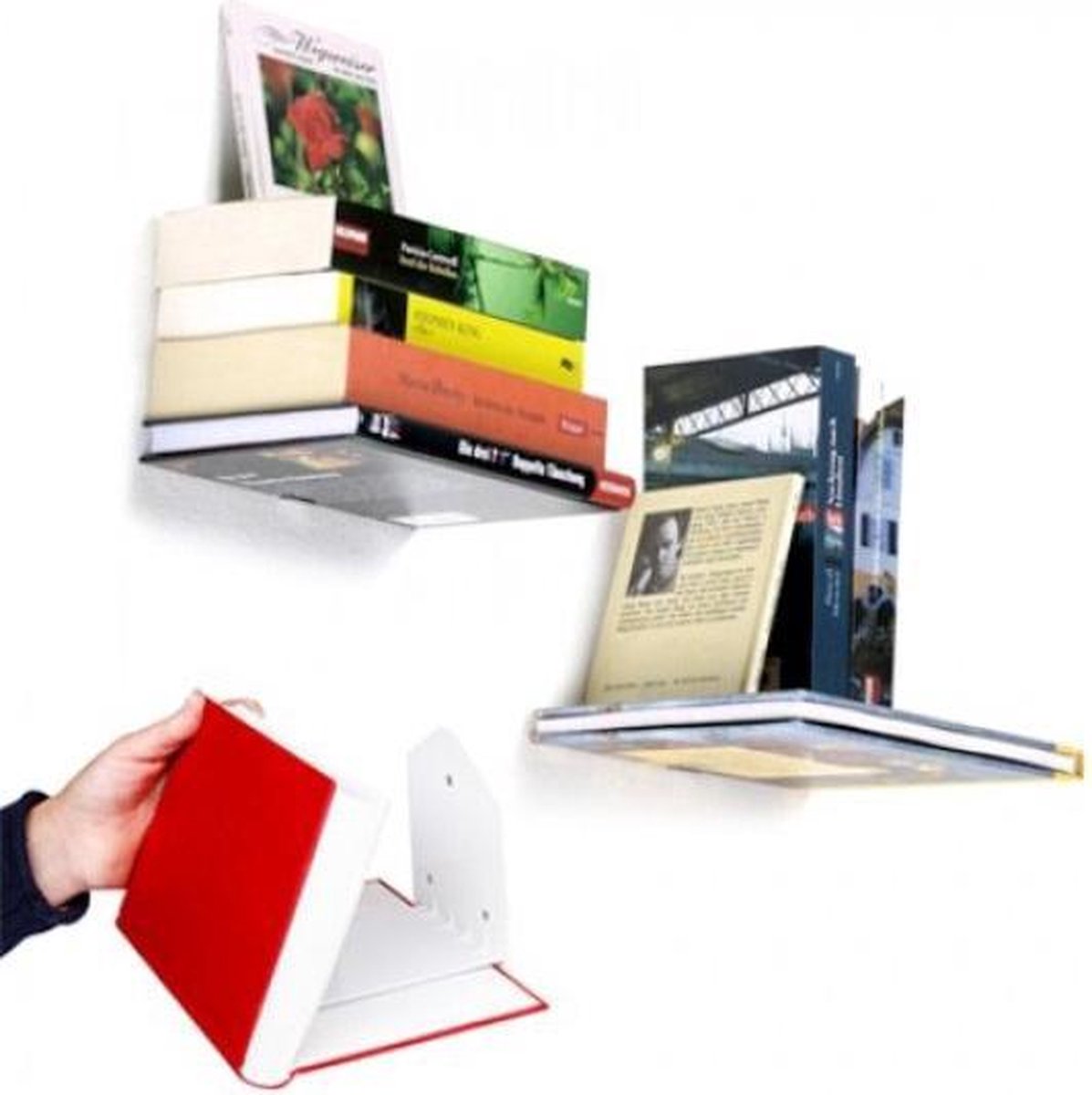 2X Zwevende Boekenplank - Onzichtbare Wandplank Voor Boeken - Verborgen Boekensteun Wand Plank Zwevend