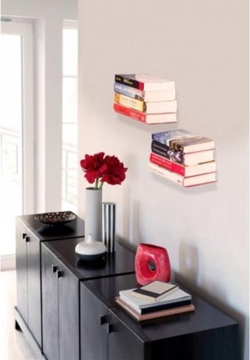 2X Zwevende Boekenplank - Onzichtbare Wandplank Voor Boeken - Verborgen Boekensteun Wand Plank Zwevend