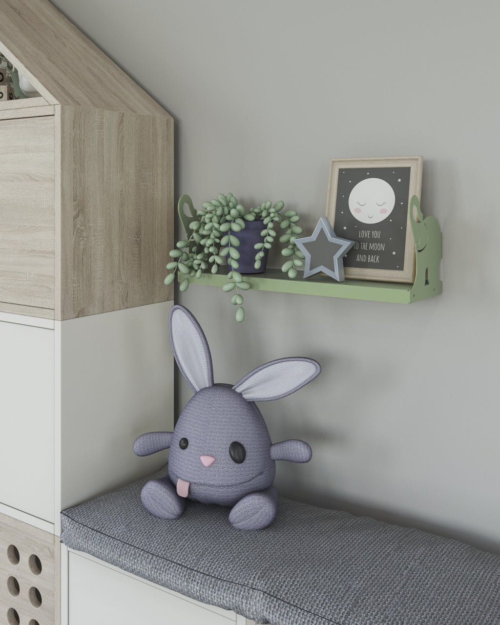 Gorillz Panda Kids - Kinderkamer - Babykamer - Boekenplank - Groen