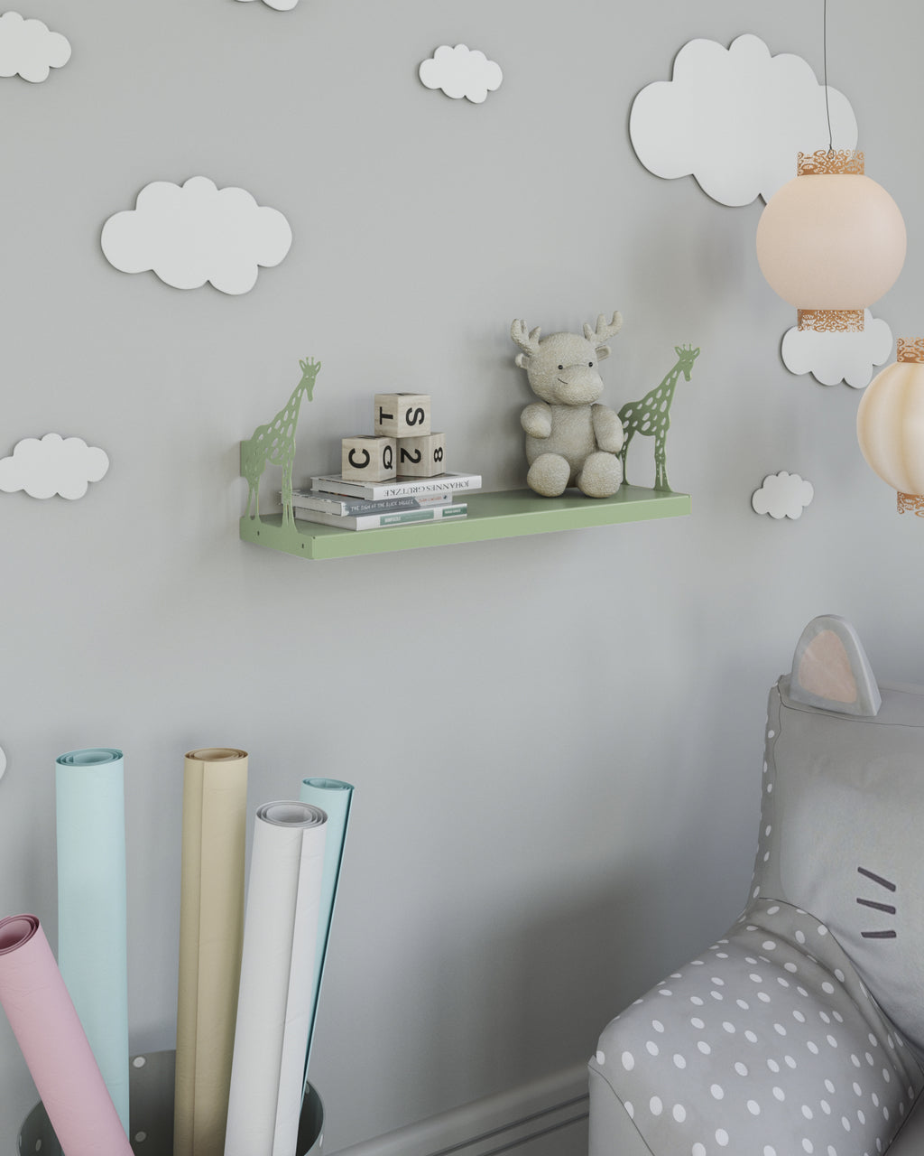 Gorillz Panda Kids - Kinderkamer - Babykamer - Boekenplank - Groen