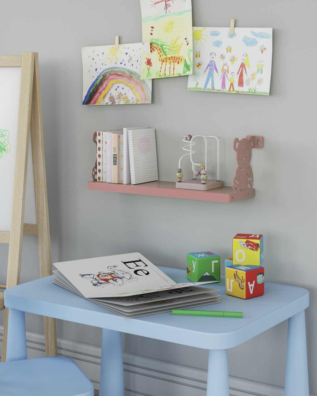 Gorillz Panda Kids - Kinderkamer - Babykamer - Boekenplank - Roze