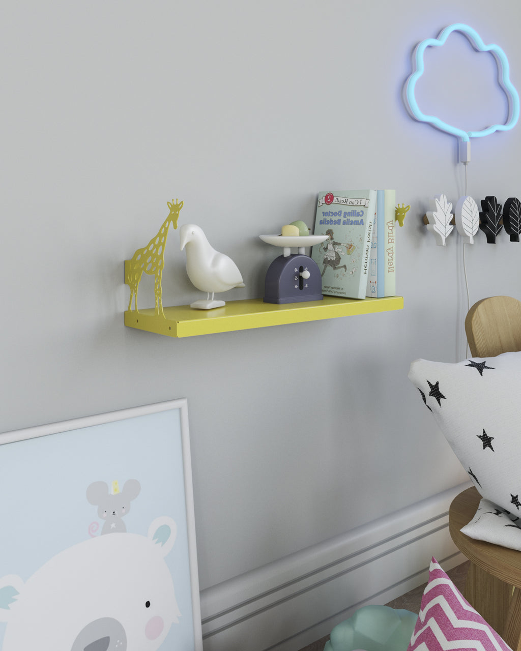 Gorillz Giraffe Kids - Babykamer - wandplanken - Boekenplank - Geel