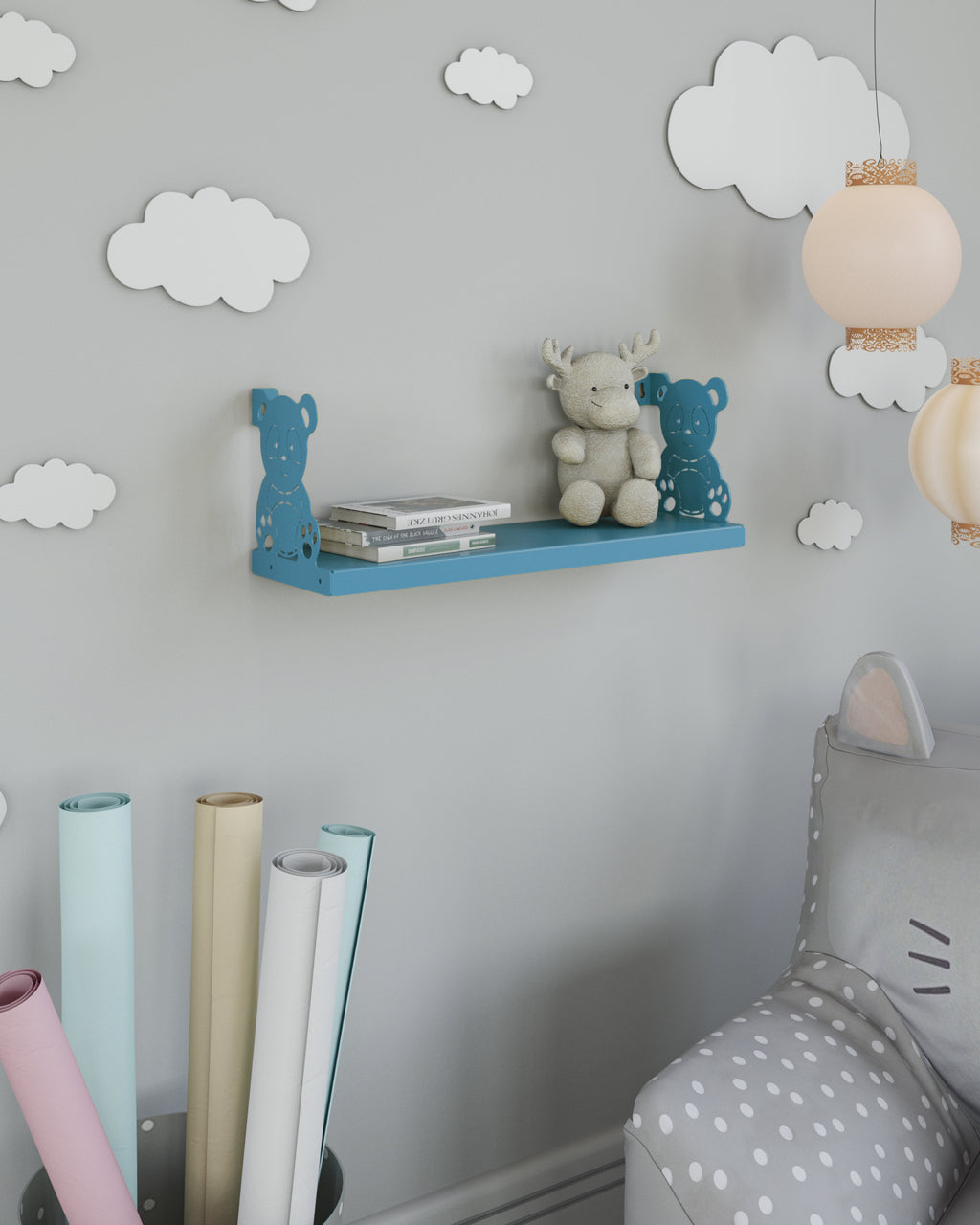 Gorillz Panda Kids - Kinderkamer - Babykamer - Boekenplank - Blauw