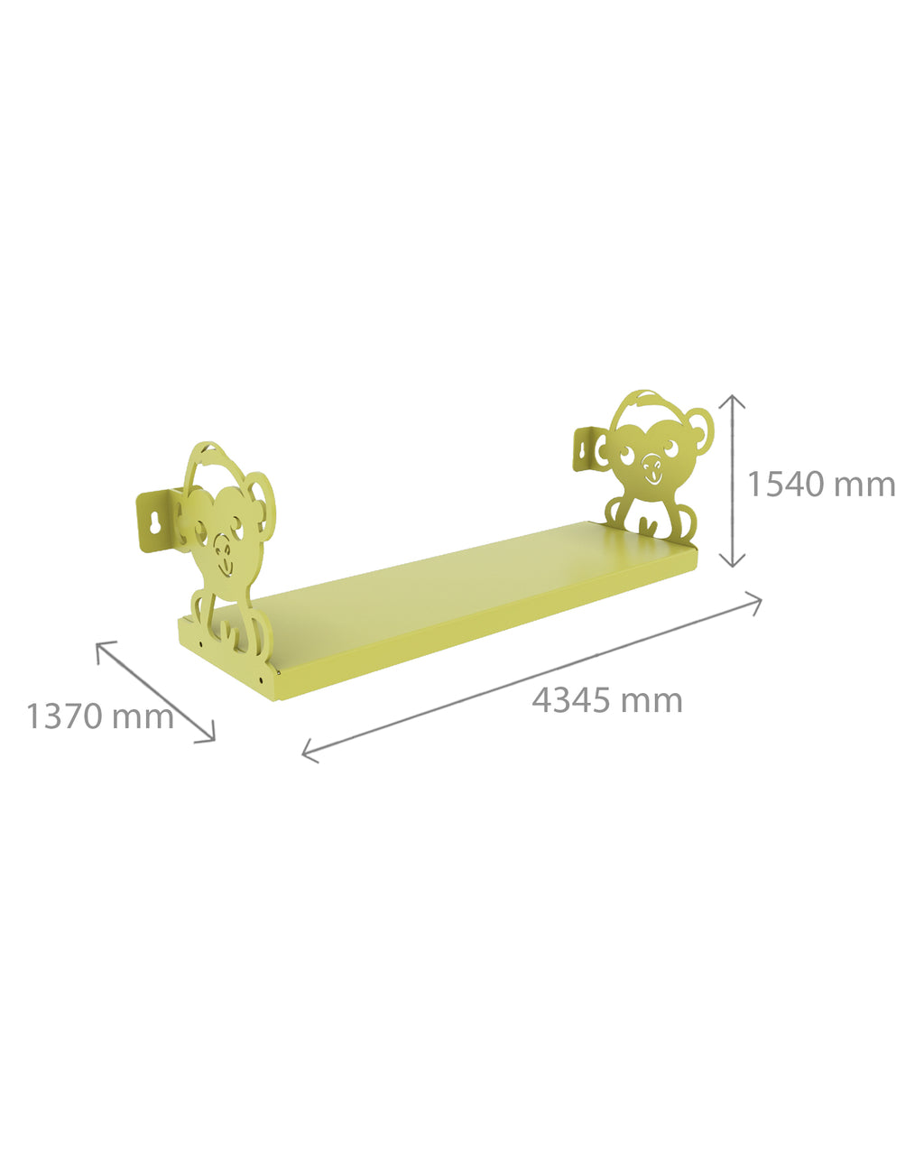 Gorillz Monkey - Kinderkamer - Accessoires - Boekenplank - Geel