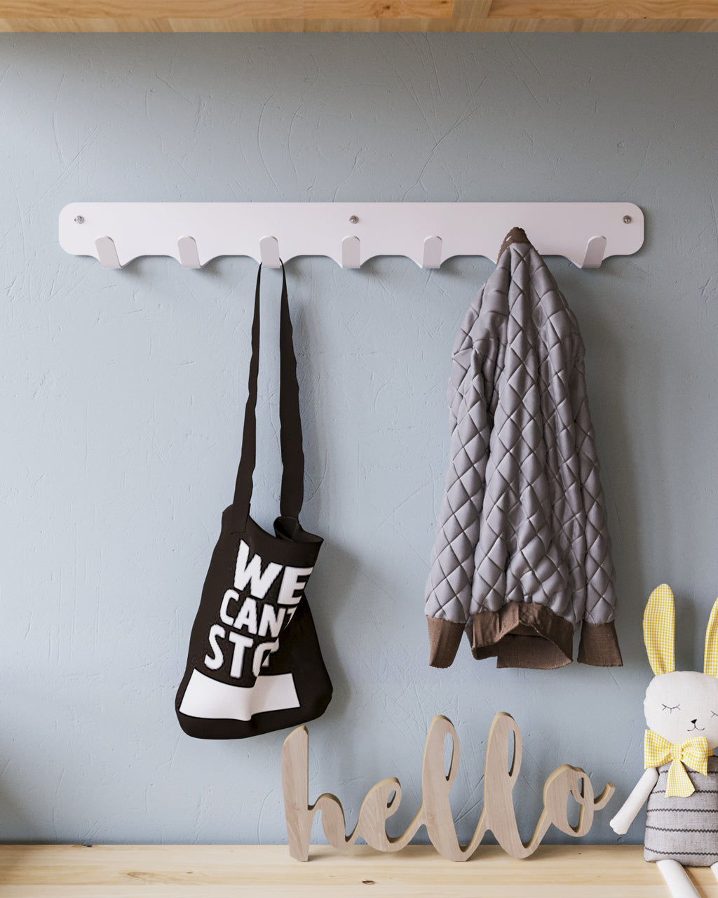 Wandkapstok 7 Haken Wit Rounded seven