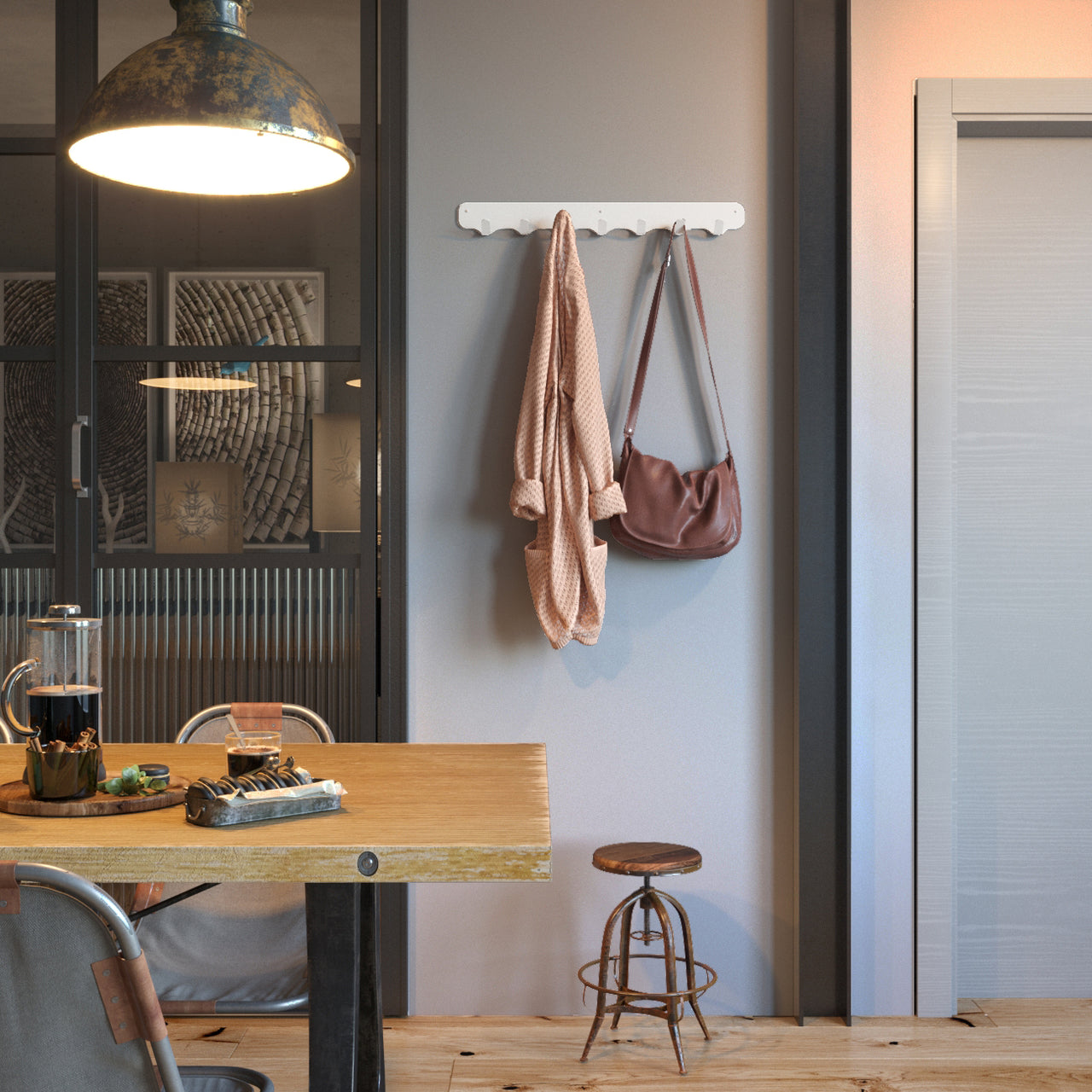 Wandkapstok 7 Haken Wit Rounded seven