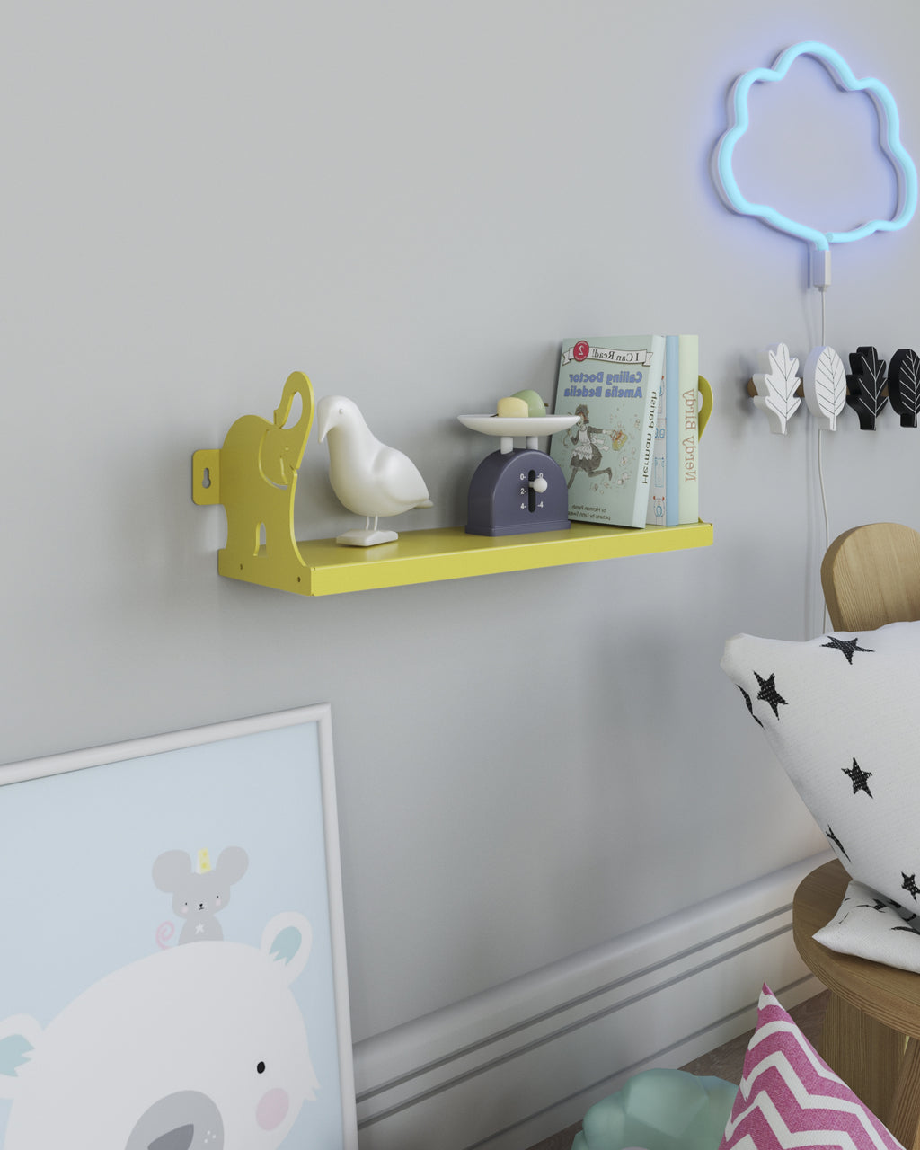 Gorillz Elly Kids Kinderkamer Boekenplank - Geel