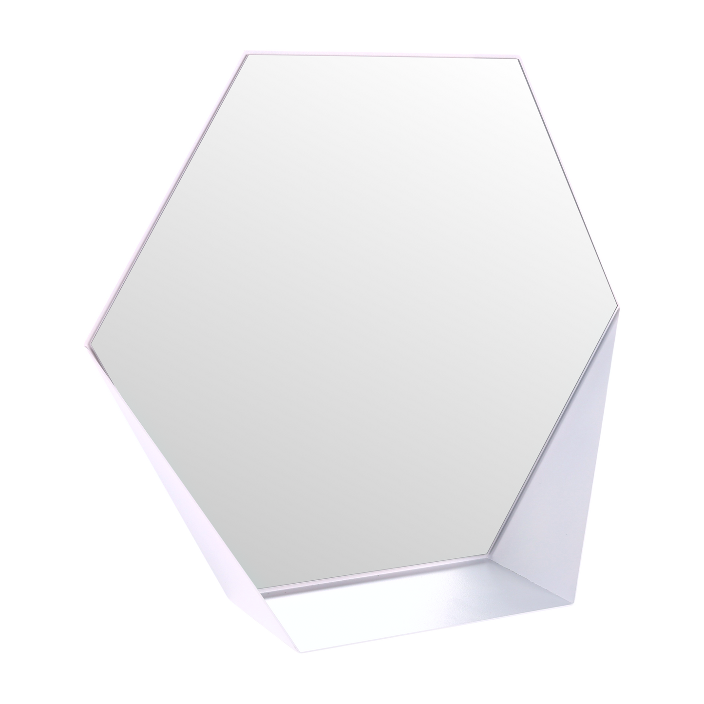 Gorillz Hive Wandspiegel met Plank - Hexagon Spiegel Hangend - 60 x 52 cm - Metaal Wit