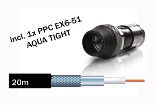 Hirschmann Koka 799 zwart + 1x EX-6 Voorgemonteerd 20 Meter