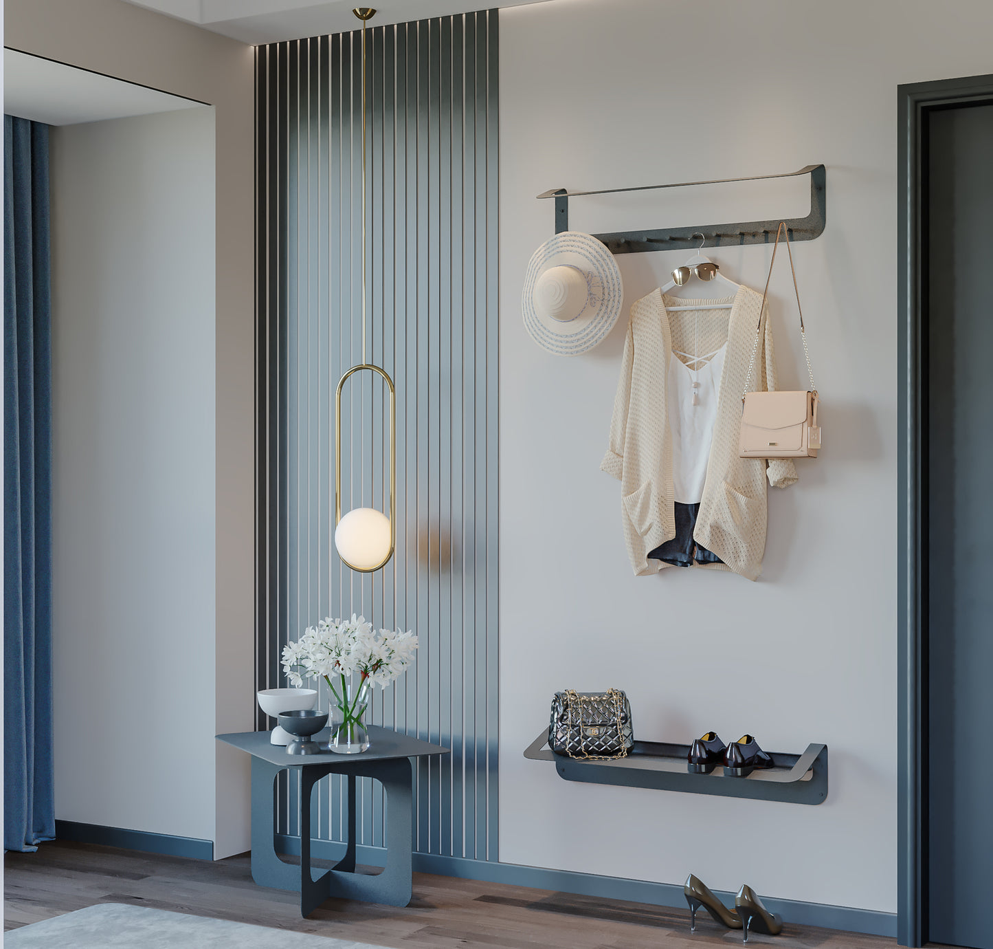 Gorillz Linea - Industriële Schoenenrek - Schoenenkast - 3 Paar Schoenen - 80 cm - Staal Zwart