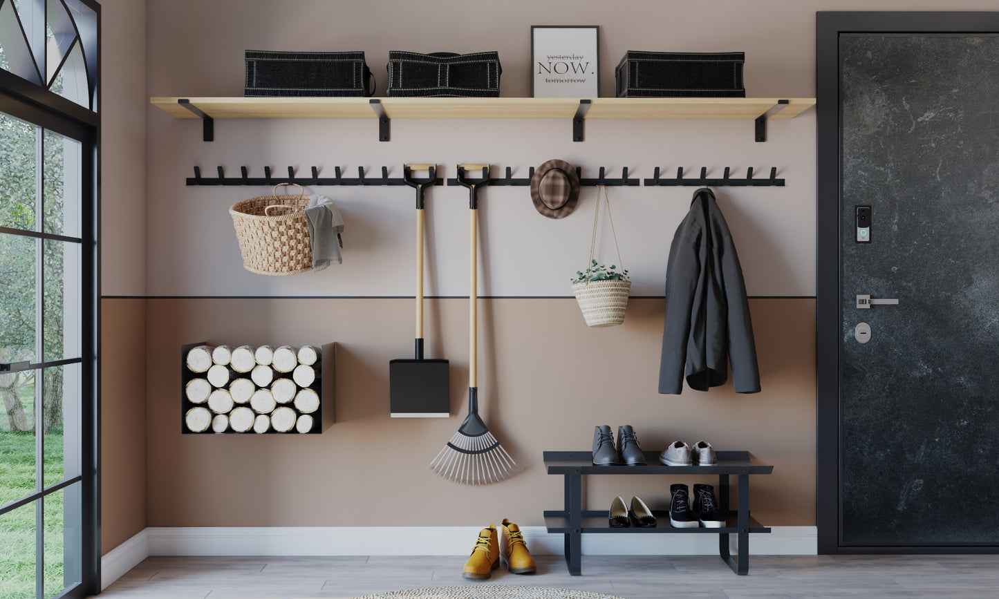 Gorillz Trim 50 Kapstok -12 haken (lengte) 55 cm - Metaal - Zwart