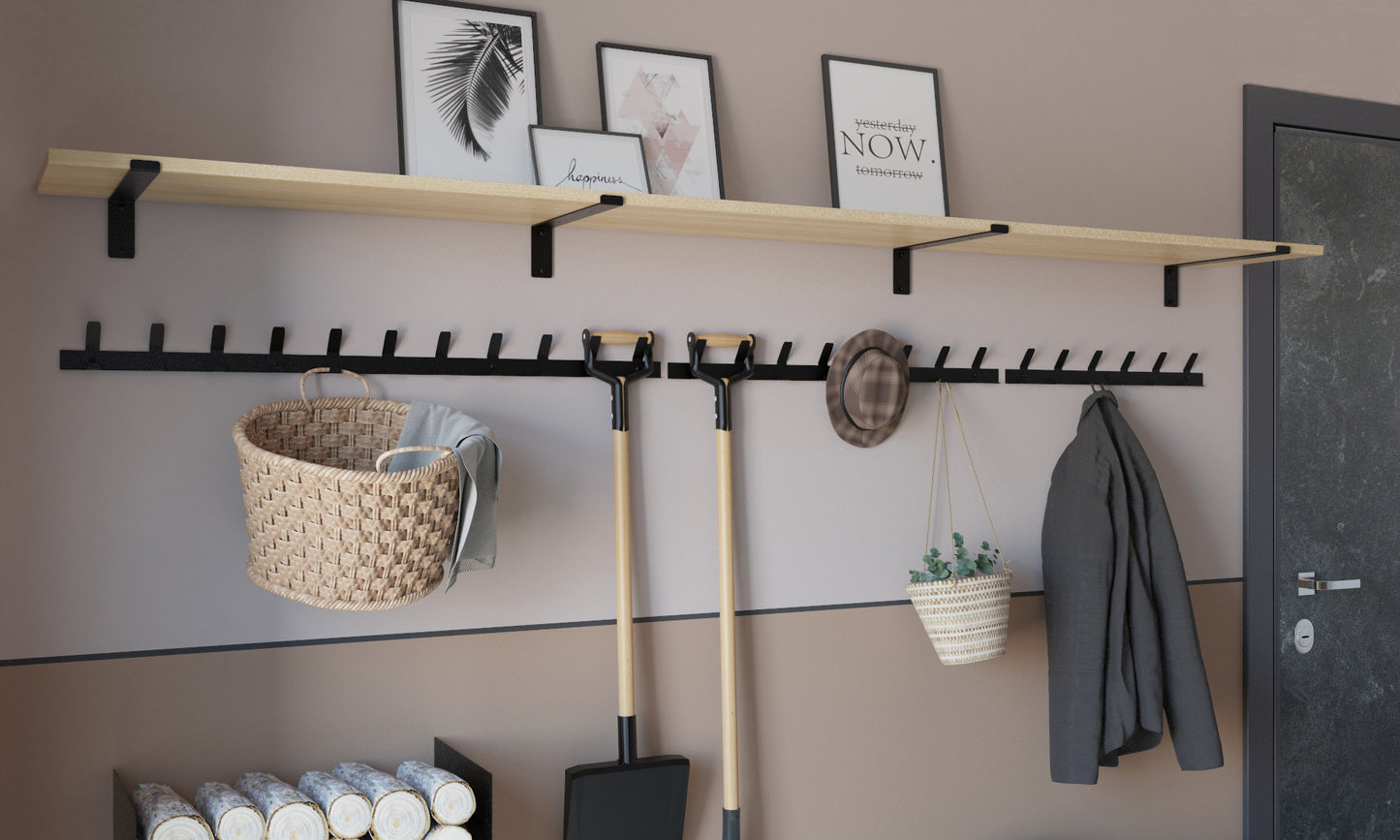 Gorillz Trim 100 - Kapstok van 1 meter - 22 Haken - Metaal - Zwart