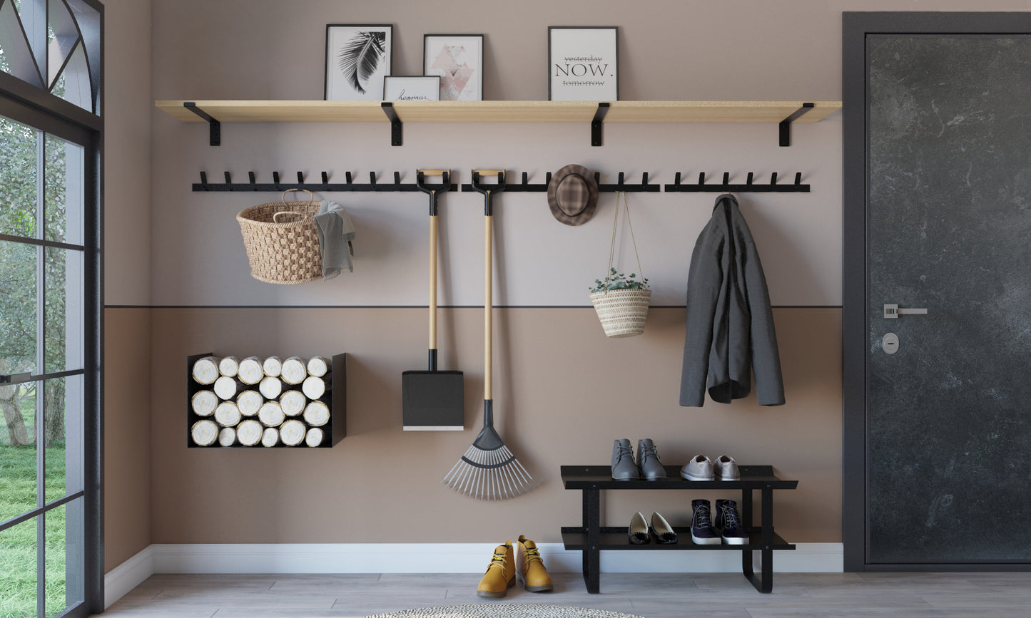 Gorillz Trim 100 - Kapstok van 1 meter - 22 Haken - Metaal - Zwart