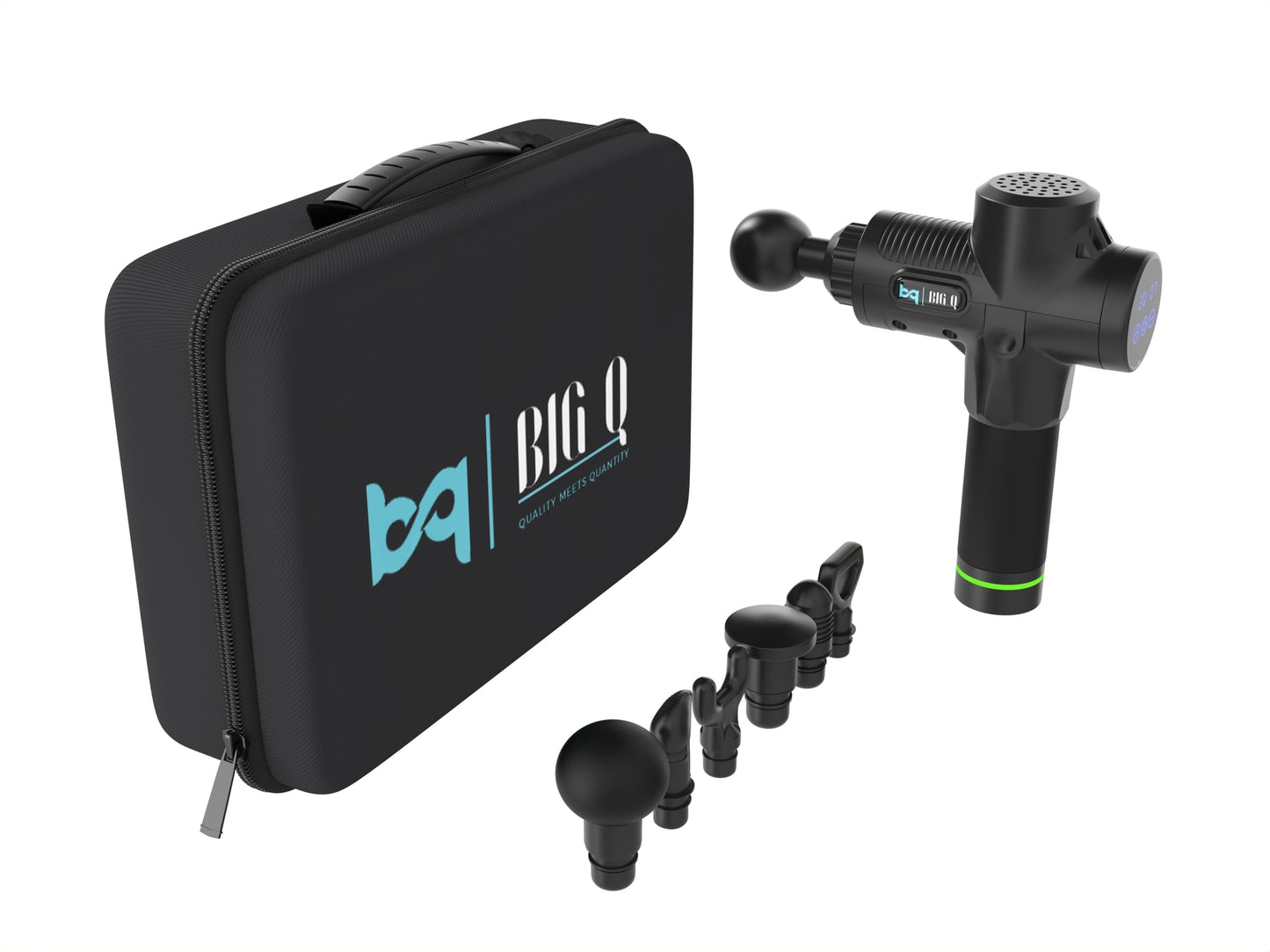 Big Q Massage Gun - Matzwart - 30 snelheden - 6 opzetstukken - Sport En Relax Massageapparaat - LCD Touchscreen