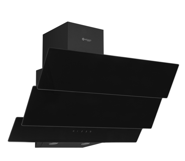 Wiggo WE-E633G(B) - Schuine Afzuigkap - 60cm - Zwart Triple Glas