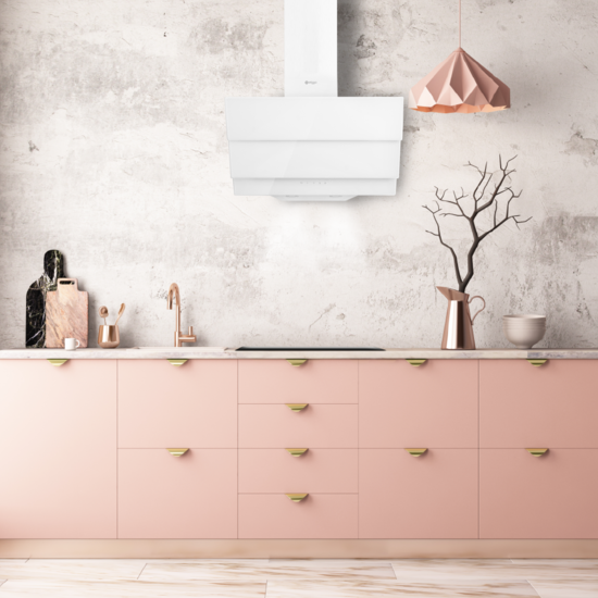 Wiggo WE-E633G(W) - Schuine Afzuigkap - 60cm - Wit Triple Glas