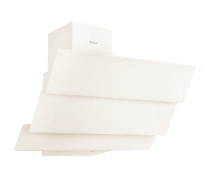 Wiggo WE-E633G(C) - Schuine Afzuigkap - 60cm - Creme Triple Glas