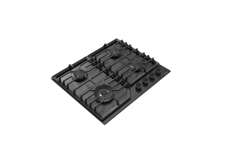 Wiggo WH-G634RL(B) - Inbouw gaskookplaat met Wok - 60cm - Zwart