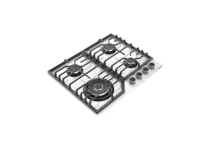 Wiggo WH-G634GL(W) - Inbouw gaskookplaat met Wok - 60cm - Wit Glas