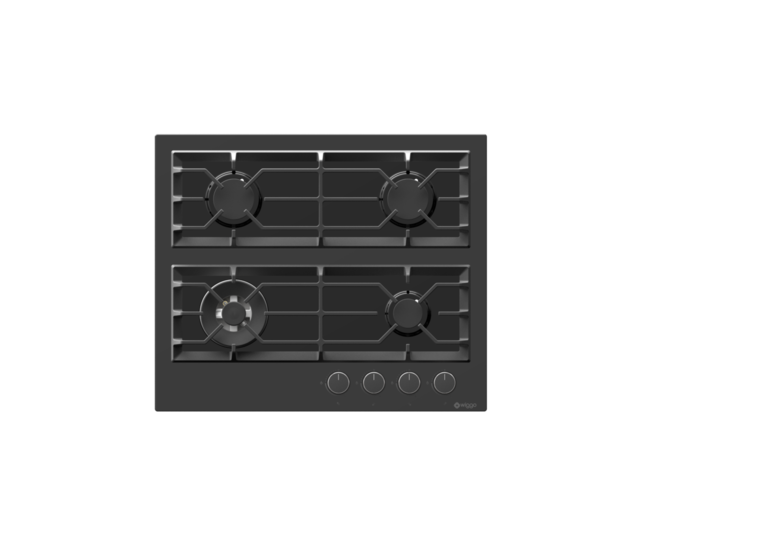 Wiggo WH-G634GR(B) - Inbouw gaskookplaat met Wok - 60cm - Zwart Glas