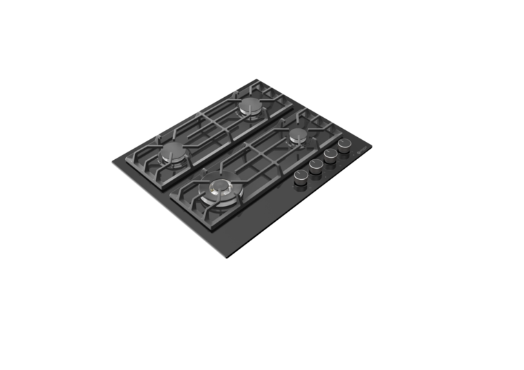 Wiggo WH-G634GR(B) - Inbouw gaskookplaat met Wok - 60cm - Zwart Glas