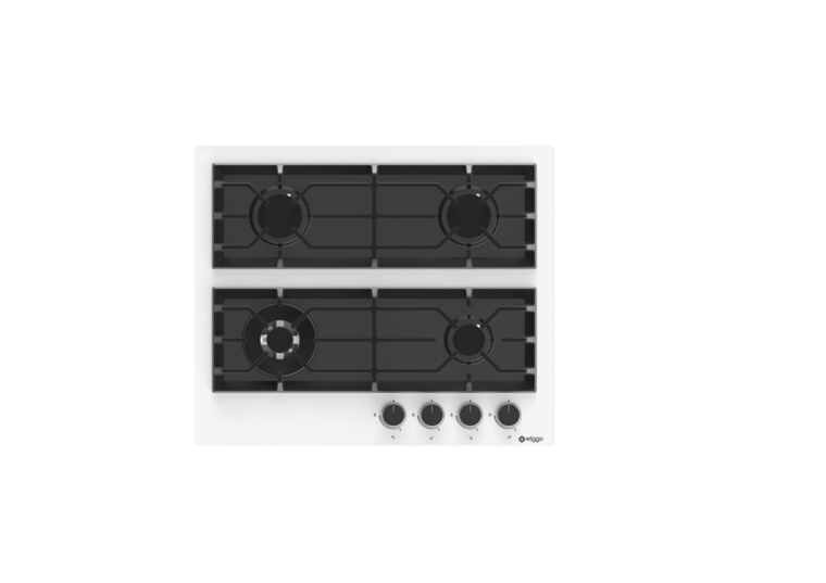 Wiggo WH-G634GR(W) - Inbouw gaskookplaat met Wok - 60cm - Wit Glas