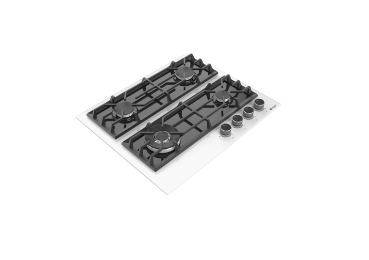 Wiggo WH-G634GR(W) - Inbouw gaskookplaat met Wok - 60cm - Wit Glas