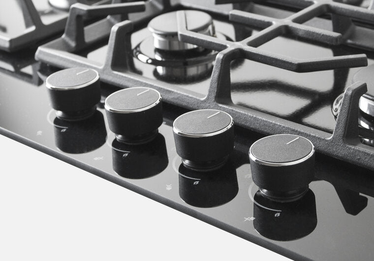 Wiggo WH-G735GR(B) - Inbouw gaskookplaat met Wok - 70cm - Zwart Glas