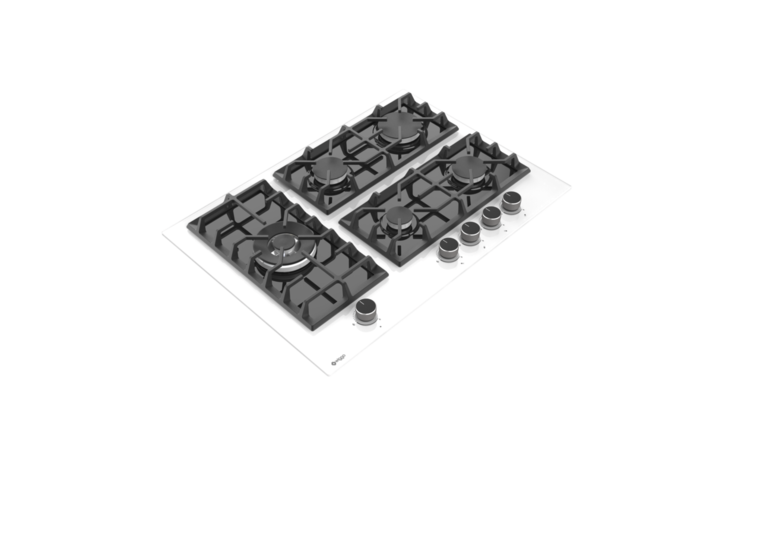 Wiggo WH-G735GR(W) - Inbouw gaskookplaat met Wok - 70cm - Wit Glas